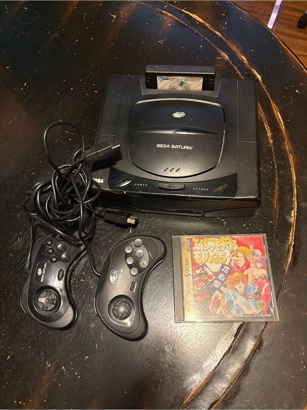 Sega Saturn Black Console MK-80000 w/ Controllers, 2 Game No AV, Power cable